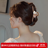 向晚发夹发卡奶茶色爱心发夹后脑勺盘发抓夹发量多鲨鱼夹女生日礼物