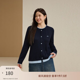 纤莉秀【减龄撞色百搭针织衫】大码女装韩系温柔风上衣胖mm秋新款4201 藏蓝色 2XL