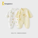 童泰婴儿连体衣秋冬季保暖初生宝宝衣服新生儿蝴蝶哈衣爬服黄色59cm