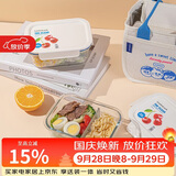 乐扣乐扣（LOCK&LOCK）清新玻璃保鲜盒微波饭盒两件套（保鲜盒+便当包）白色 LNG429S601