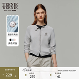 Teenie Weenie小熊女装毛针织开衫秋学院风高智感圆领上衣 中灰色 S