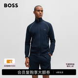 雨果博斯BOSS【经典款】男细节装饰弹力棉质运动风拉链夹克 403-深蓝色 L