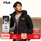 FILA斐乐保暖羽绒服男士连帽运动休闲长袖加厚外套开衫装上衣 正黑色-BK M 170/92A