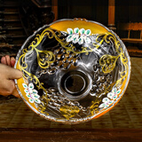 高斯（Glass）水晶玻璃圆形果盘22K真金手绘描金古典欧式现代简约家居装饰果篓 22K金色珐琅彩