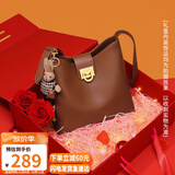 viney牛皮包包女包品牌水桶包轻奢单肩斜挎包生日礼物高级感送女友老婆