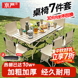京严户外桌椅露营装备全套折叠椅桌椅组合套装蛋卷桌野餐桌折叠凳躺椅 95cm7件套【长桌+6把39cm椅子】 折叠收纳【加粗加厚/承重稳固/户外耐造】赠收纳袋