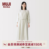 MUJI女式 轻盈 平纹套头连衣裙女装裙子长裙 26年春季连身裙 BC2QXC6S 米白色条纹 S (155/80A)