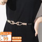 viney牛皮对扣女士皮带欧美风装饰腰封时尚百搭裙带细腰带裤带生日礼物