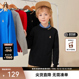 暇步士（Hush Puppies）童装儿童针织衫男童秋季新款男大童时尚套头针织衫简约舒适 钻石黑 120 cm