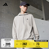 adidas加厚毛圈布连帽卫衣套头衫单穿上衣男女秋冬阿迪达斯轻运动   金属灰   L