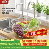 青苹果耐热玻璃碗和面盆欧式沙拉碗加厚揉面盆4.35L超大容量