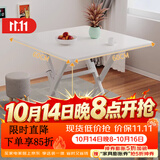 飞旺藤达折叠桌餐桌小户型家用客厅吃饭桌子户外摆摊桌子出租房便携小方桌 暖白色【60*60*72】