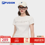 斐乐 FUSION斐乐潮牌女装针织短袖衫2025夏季新款时尚修身短袖T恤 云白色-WT M 165/84A/M