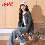 班尼路（Baleno）小香风短款针织开衫女2026年秋冬显白气质休闲款时尚保暖毛衫上衣
