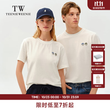 Teenie Weenie小熊男装简约风短袖凉感休闲夏季T恤白色情侣款 象牙白 XL 180