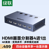 绿联HDMI画面分割器4K高清四进一出切换分屏视频拼接4进1出 游戏监控摄像头电脑接显示器屏幕55498