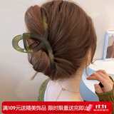 向晚 发夹发卡磨砂绿色发夹女优雅抓夹后脑勺鲨鱼夹百搭气质发卡夹子