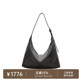 裘真（qiuzhen）【明星推荐】 经典hobo包植鞣牛皮腋下通勤休闲饺子女包 黑色-大号（羊皮） 小包/大包