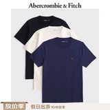 Abercrombie & Fitch经典小麋鹿图案纯棉3件组合装重磅短袖T恤25秋季男装124-5044 海军蓝多色 S (175/92A)