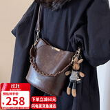 YUYULA牛皮包包女包斜挎水桶包通勤轻奢单肩包生日礼物高级感送女友老婆