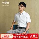 十如仕短袖白衬衫男高端高支免烫抗皱商务休闲正装纯棉衬衣 301 白色-常规版 均码 41【175/96A】