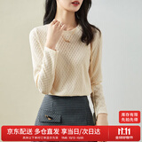 尚都比拉圆领长袖打底衫女洋气春秋内搭高级感T恤上衣小个子 椰子奶油 M 