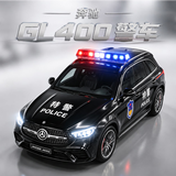 巴美卡1:32奔驰GLC400警车 仿真合金警车声光回力玩具车男孩生日礼物