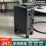 EAZZ【一体铝框｜退换免费】行李箱铝镁合金拉杆箱旅行箱登机密码皮箱 高端 铝框-黑色 24英寸 中短途 出差旅游托运箱
