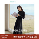 茵曼（INMAN）2026秋冬女装新款灯芯绒连衣裙新品长袖休闲针织礼服中长裙子 午夜黑-18348357H1 M
