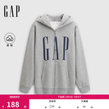 GAP男女装秋季logo印花抓绒宽松运动连帽衫卫衣786920 灰色 XL (180/100A)亚洲尺码【偏大,建议拍小一码】