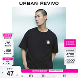 UR2026夏季新款男装休闲百搭小狗刺绣圆领棉质T恤UUY460023+ 正黑 S