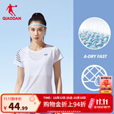 乔丹短袖女士t恤夏季透气速干跑步运动圆领T恤上衣 乔丹白 -1224-透气速干 2XL 180