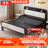 科虎床铁艺床双人床1.5x2米铁架床家用铁床架 黑床架【高尾】白软包【热销款】 1.5*1.9/2.0m【默认2.0】