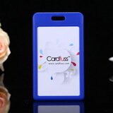 卡富仕（cardfuss） 推合滑盖卡套配易拉扣伸缩挂绳胸牌吊牌挂脖厂牌IC门禁卡套胸卡套外壳保护套 T3蓝色竖 1个