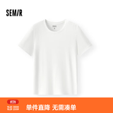 森马（Semir）[陈都灵同款]短袖t恤女修身正肩圆领夏凉感抗菌显瘦百搭纯色上衣 白色调00311【圆领】25年升级款 XS /150/76A