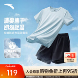 安踏（ANTA）防走光速干运动套装丨女2026夏季新款体考专用跑步短袖透气短裤 【防走光速干A款】梦影蓝/基础黑 [店长推荐] L/女170