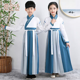 爱宝适儿童汉服中秋表演男女童服夏古装中国风学生团体演出服三字经国学 如意拼接-直袖款 140