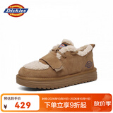 Dickies女士雪地靴舒适休闲平底鞋加绒加厚棉鞋 黄棕 35 