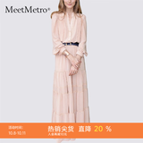 MeetMetro玛依尔法式仙女连衣裙女2026秋新款高端气质纯欲风裙子礼服长裙 藕粉 M