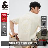 杰克·琼斯（JACK&JONES）26年男装春夏季重磅棉宽松复古哥特字母发泡印情侣短袖T恤男小众 乳白色A05 常规 L 180