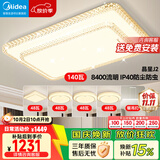 美的（Midea）LED吸顶灯现代轻奢客厅餐厅卧室灯具仿水晶灯饰吊灯6灯包安装