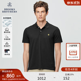 布克兄弟（BrooksBrothers）男士夏季金羊刺绣珠地网眼修身短袖Polo衫 0004-黑色 S