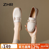 ZHR则则乐福鞋女春秋平底百搭通勤两穿单鞋小皮鞋女真牛皮软底女鞋
