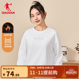 乔丹加绒卫衣女秋冬季保暖圆领针织套头衫女子运动上衣 乔丹白-331B-加绒 L