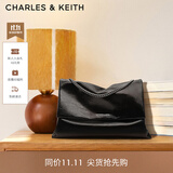 CHARLES&KEITH大容量链条邮差包单肩腋下包女包婚包生日礼物送女友CK2-20271514 Black黑色 大包