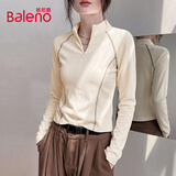 班尼路（Baleno）半高领薄绒打底衫女2026秋冬季新款7A抗菌防螨抗静电加绒长袖上衣