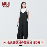 MUJI 女式 易干弹力泡泡纱 背带裤 女装夏季连体裤吊带BC2JRA4S 黑色 XL （165/92A）