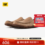 CAT卡特夏季男士舒适帆布透气船鞋公务一脚蹬豆豆鞋男款乐福鞋 杏黄 40