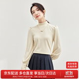 尚都比拉秋冬半高领灯笼袖针织衫女修身显瘦打底衫内搭上衣
