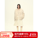 付智恩 芦苇花 进口sagafurs狐狸毛皮草轻盈年轻感圆领毛毛外套女 米杏色. 芬兰sagafurs狐狸毛 M